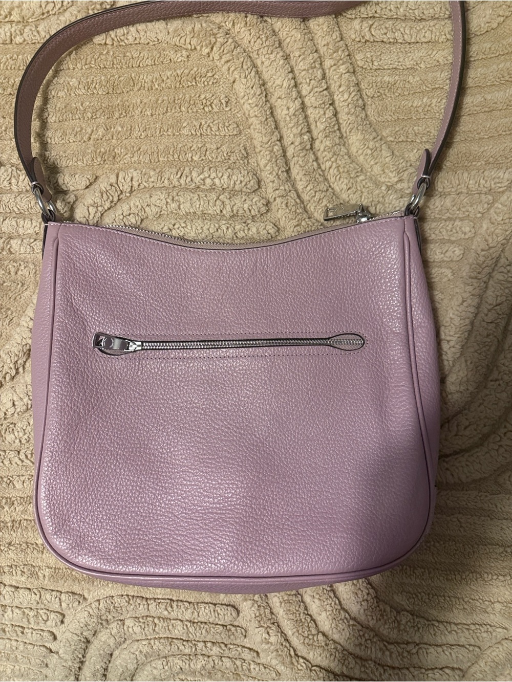 Coach Mia Pebbled Leather Shoulder Bag Crossbody Lilac Purple F28966 - Picture 3 of 11